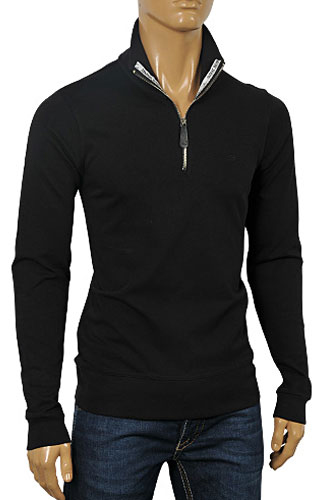 ARMANI JEANS Men's Zip Up Cotton Shirt In Black #226